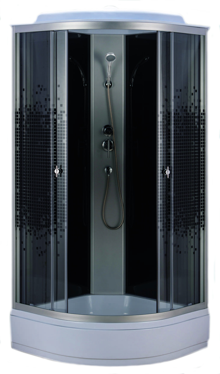 Кабина душевая NG-3504-14BLACK (900х900х2150) низкий поддон 26см, стекло МОЗАИКА