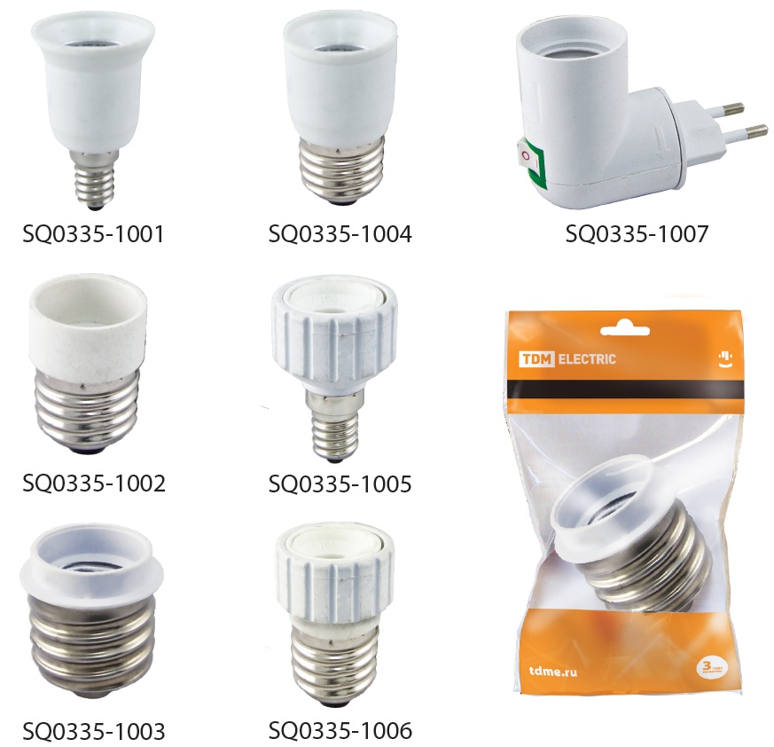 Переходник TDM с цоколя E27-E14, белый