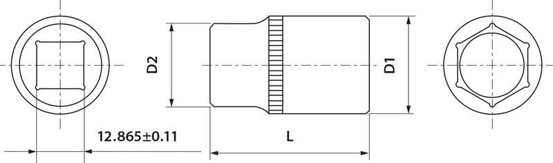 Головка торцевая 1/2"DR, 8 мм