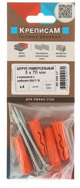 Дюбель-гвоздь 10x40 Multi, 4 шт