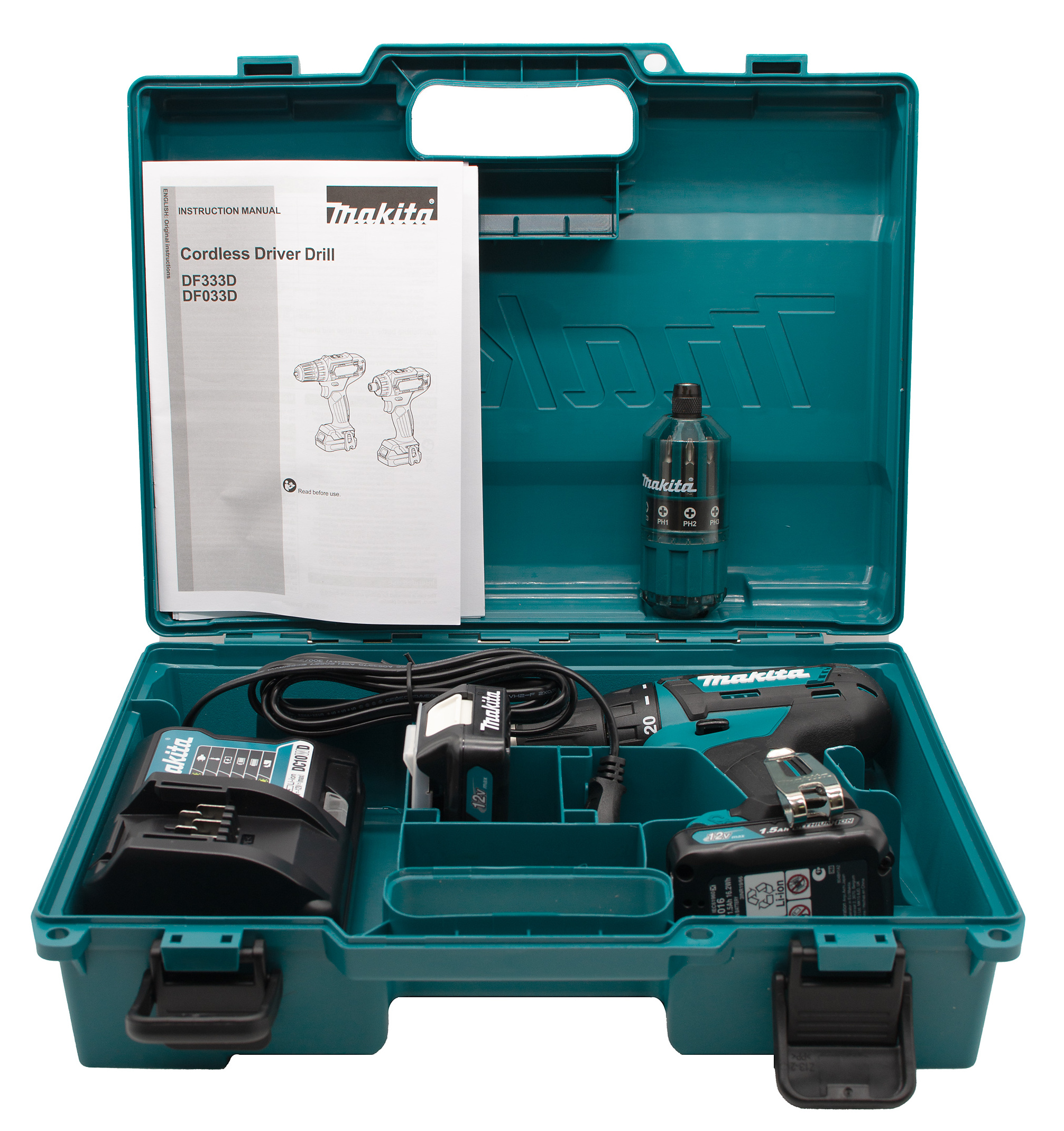 Дрель акк. Makita DF333DWYE4 12В, 10мм, 2х1,5Aч