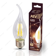 Светодиодная лампа REV Ritter LED FILAMENT свеча на ветру FC37 E27 7W, 4000K, DECO Premium, нейтраль