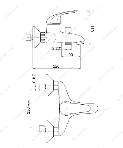 Смеситель для ванны SLS, без гибкого шланга, артикул 30 504 000