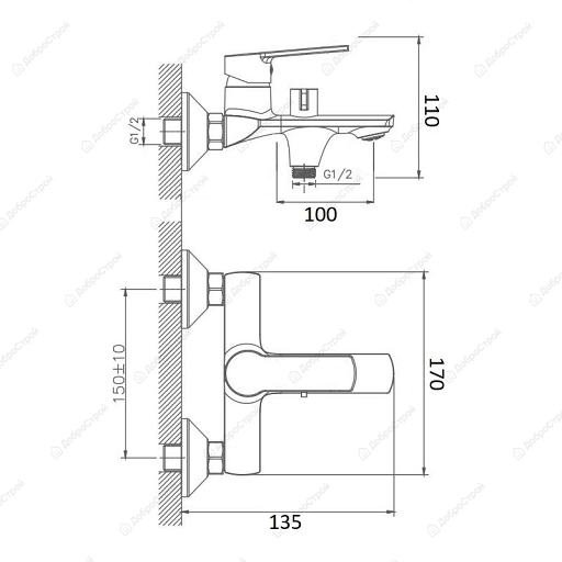 Смеситель для ванны SLS, без гибкого шланга, артикул 30526001