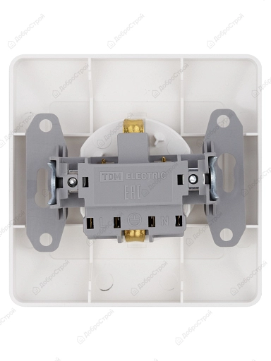 Розетка 1-местная TDM Ильмень 16А белый, с заземлением, без защитных шторок