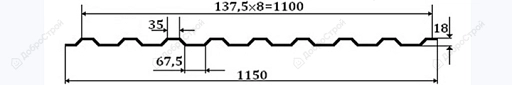 Профнастил МП-20 1.15*2 м, коричневый 0,4мм RAL 8017