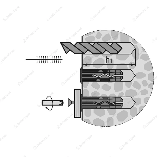 Шуруп с дюбелем 6х25 Multi, 16 шт