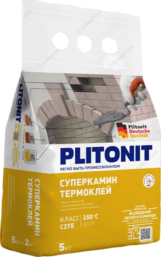 Клей термостойкий PLITONIT СуперКамин ТермоКлей, 5 кг