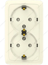 Розетка 2-местная с заземлением, стакан, открытой установки, слоновая кость