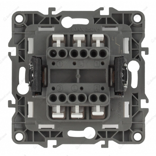 Выключатель 2-клавишный Эра 12-1104-03 10АХ-250В, алюминий