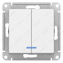 Выключатель ATLASDESIGN 2-клавишный  с подсветкой, 10АХ, механизм, белый
