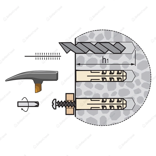 Дюбель PND-10L, нейлон, 15 шт