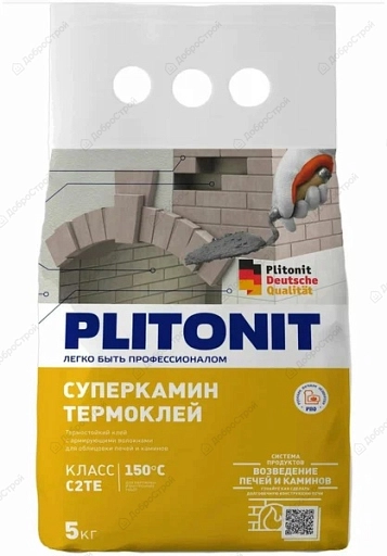 Клей термостойкий PLITONIT СуперКамин ТермоКлей, 5 кг